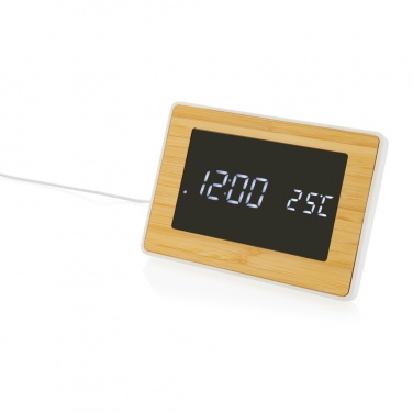 Logo trade promotional items image of: Utah RCS recycled plastic and bamboo LED clock